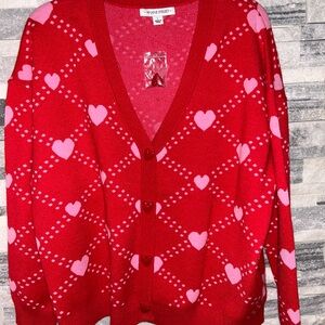 Womens Valentines Heart Cardigan Sweater with heart buttons
